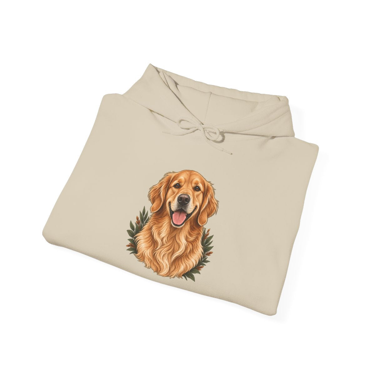 The Cabin Hoodie custom pet portrait — folded product view